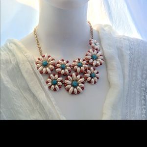 Estate Sale Flower Statement Necklace, PreOwned